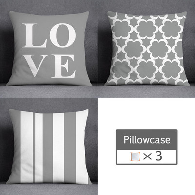 3kom/lot 45X45CM siva lumbalna jastučnica poliesterska geometrija lišća cvjetne pruge karirani ispis kauč jastučnica kućni dekor