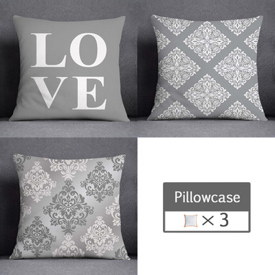 3kom/lot 45X45CM siva lumbalna jastučnica poliesterska geometrija lišća cvjetne pruge karirani ispis kauč jastučnica kućni dekor