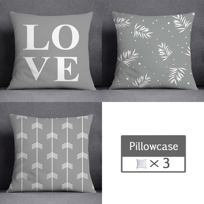 3kom/lot 45X45CM siva lumbalna jastučnica poliesterska geometrija lišća cvjetne pruge karirani ispis kauč jastučnica kućni dekor