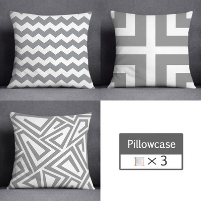 3kom/lot 45X45CM siva lumbalna jastučnica poliesterska geometrija lišća cvjetne pruge karirani ispis kauč jastučnica kućni dekor