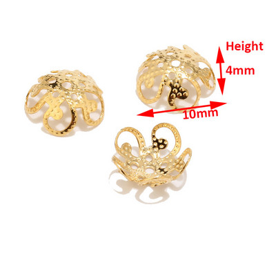 40 kom/lot Zlatni filigranski cvijet od nehrđajućeg čelika 304 6 mm 10 mm kapice za perle za kraj za izradu nakita