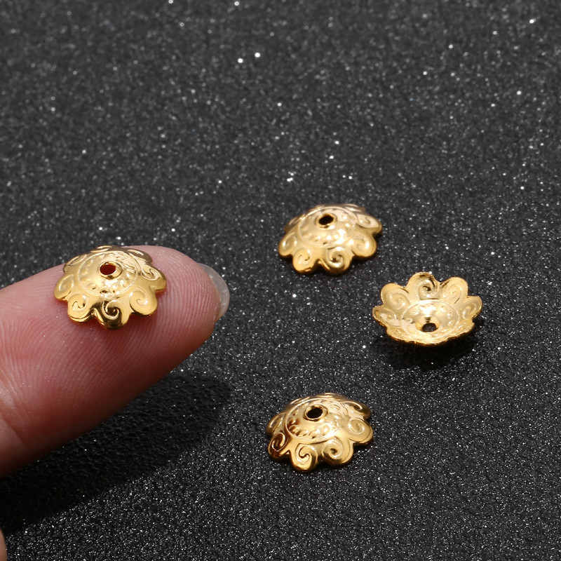 40 kom/lot Zlatni filigranski cvijet od nehrđajućeg čelika 304 6 mm 10 mm kapice za perle za kraj za izradu nakita
