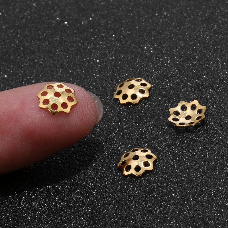 40 kom/lot Zlatni filigranski cvijet od nehrđajućeg čelika 304 6 mm 10 mm kapice za perle za kraj za izradu nakita