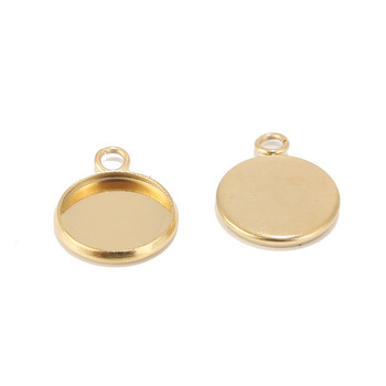 50 τμχ 12 χιλιοστά χρυσός δίσκος για κρεμαστό κόσμημα από ανοξείδωτο χάλυβα στρογγυλό γυαλί Cabochon Blank Bezels για τη δημιουργία DIY κοσμημάτων δώρων