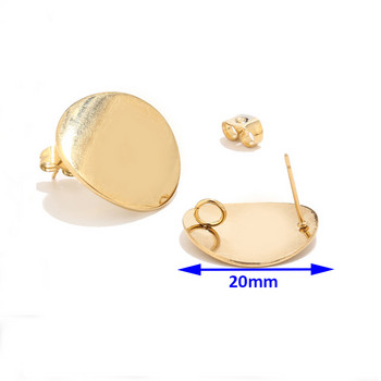 40 бр. 18 мм златни кухи кръгли дискови стойки за уши, 18-каратово златно оттенък от неръждаема стомана, геометричен диск Компоненти за обеци Хипоалергенни