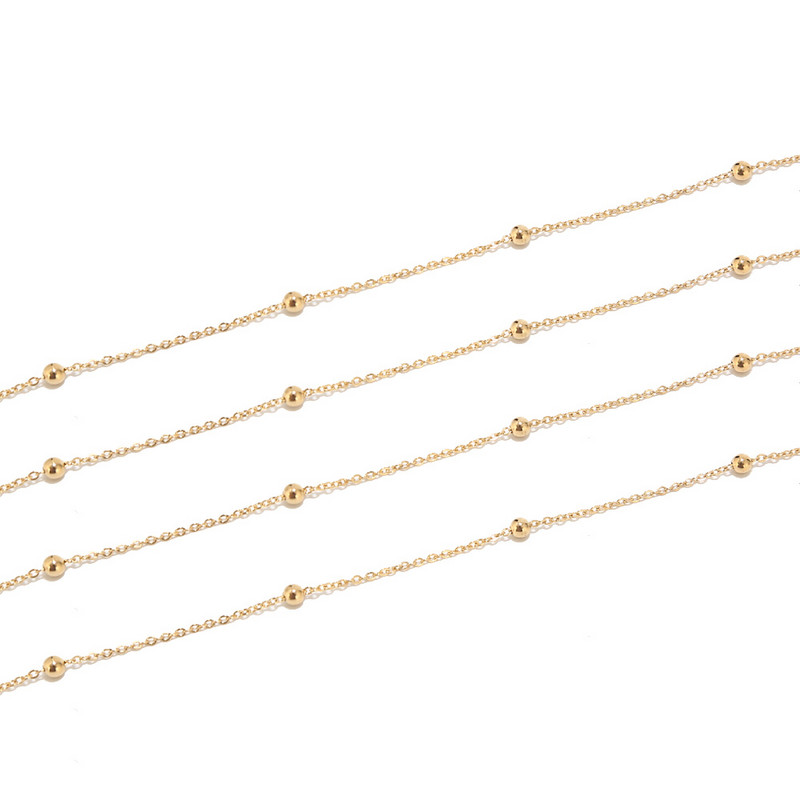 2 metra 1 mm širine od nehrđajućeg čelika s perlama za kabelski lanac s kuglastim zalemljenim karikama Nakit za narukvice