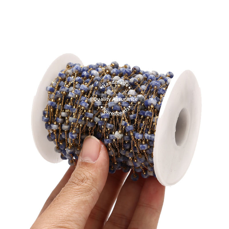 1M ručno izrađeni lančići od poludragog kamena od krunica s perlama od 4,5 mm od nehrđajućeg čelika Zlatni lanac Izrada nakita
