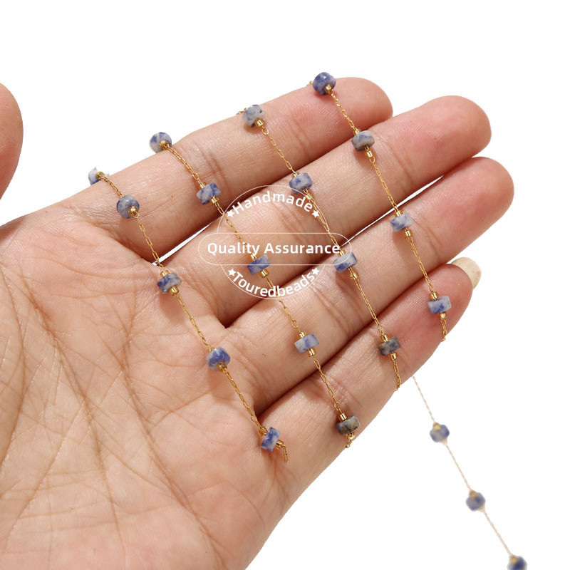 1M ručno izrađeni lančići od poludragog kamena od krunica s perlama od 4,5 mm od nehrđajućeg čelika Zlatni lanac Izrada nakita