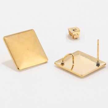 Разпродажба на едро 40 бр. Златни стойки за уши от неръждаема стомана 15/20 mm Квадратни геометрични шипове за обеци Хипоалергенни консумативи за намиране на златни уши