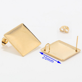 Разпродажба на едро 40 бр. Златни стойки за уши от неръждаема стомана 15/20 mm Квадратни геометрични шипове за обеци Хипоалергенни консумативи за намиране на златни уши