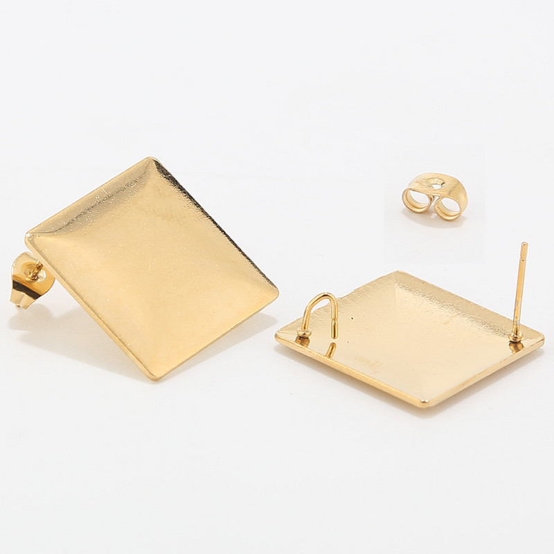 Skupna rasprodaja 40 komada zlatnih štapića za uši od nehrđajućeg čelika 15/20 mm, kvadratnih geometrijskih klinova za naušnice, hipoalergenski pribor za pronalaženje zlatnih ušiju