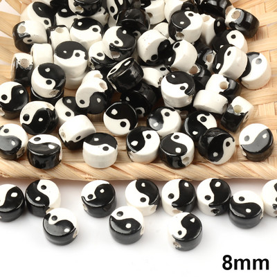 10 kom/lot Keramičke perle Tai Chi Gossip Drevni stil Ravne okrugle razmaknice Perle Narukvica Diy Dodaci za nakit Veleprodaja