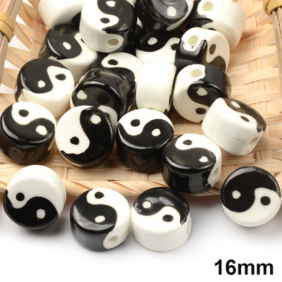 10 kom/lot Keramičke perle Tai Chi Gossip Drevni stil Ravne okrugle razmaknice Perle Narukvica Diy Dodaci za nakit Veleprodaja