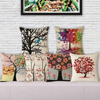 Цветни дървета, щампа с цветя, пасторална диван, седалка, калъфка за възглавница, спално бельо, декоративна калъфка за възглавница, 45x45 см, декоративна калъфка за възглавница