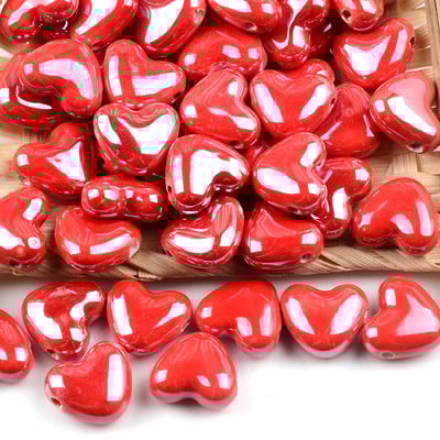 15 mm-es többszínű szív alakú kerámia gyöngyök porcelán négyzet alakú keresztlyukú gyöngyök ékszerkészítéshez karkötő nyaklánc varázslatok 2 mm-es lyuk