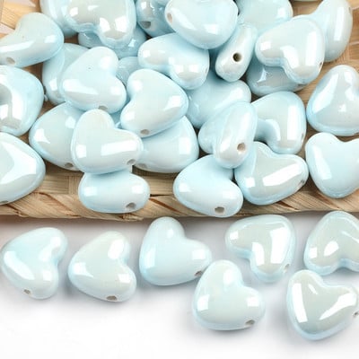 15 mm-es többszínű szív alakú kerámia gyöngyök porcelán négyzet alakú keresztlyukú gyöngyök ékszerkészítéshez karkötő nyaklánc varázslatok 2 mm-es lyuk