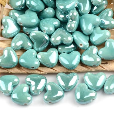 15 mm-es többszínű szív alakú kerámia gyöngyök porcelán négyzet alakú keresztlyukú gyöngyök ékszerkészítéshez karkötő nyaklánc varázslatok 2 mm-es lyuk