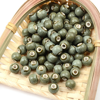 6 mm-es 8 mm-es 10 mm-es divatos kerámia gyöngyök 2,5 mm-es nagy lyukú barkácsolás kézzel készített laza kerek porcelán gyöngyök ékszerkészítéshez