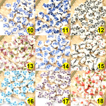 15MM модни керамични мъниста с форма на цвете Направи си сам мъниста с дупки Ръчно изработени порцеланови мъниста 23 цвята за изработка на бижута