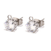 10 kom/lot prozirni/crni kubični cirkon od nehrđajućeg čelika srebrne boje za naušnice, dijelovi nakita, komponente 6 mm