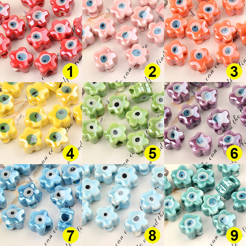 11 MM Perle za oči s dvostrukim licem Cvjetne keramičke perle Evil Spacer Charms Perla za izradu nakita Diy narukvica Abalorios Kralen Crafts