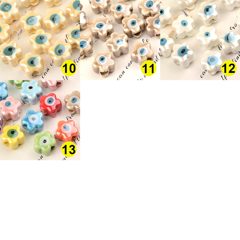 11 MM Perle za oči s dvostrukim licem Cvjetne keramičke perle Evil Spacer Charms Perla za izradu nakita Diy narukvica Abalorios Kralen Crafts