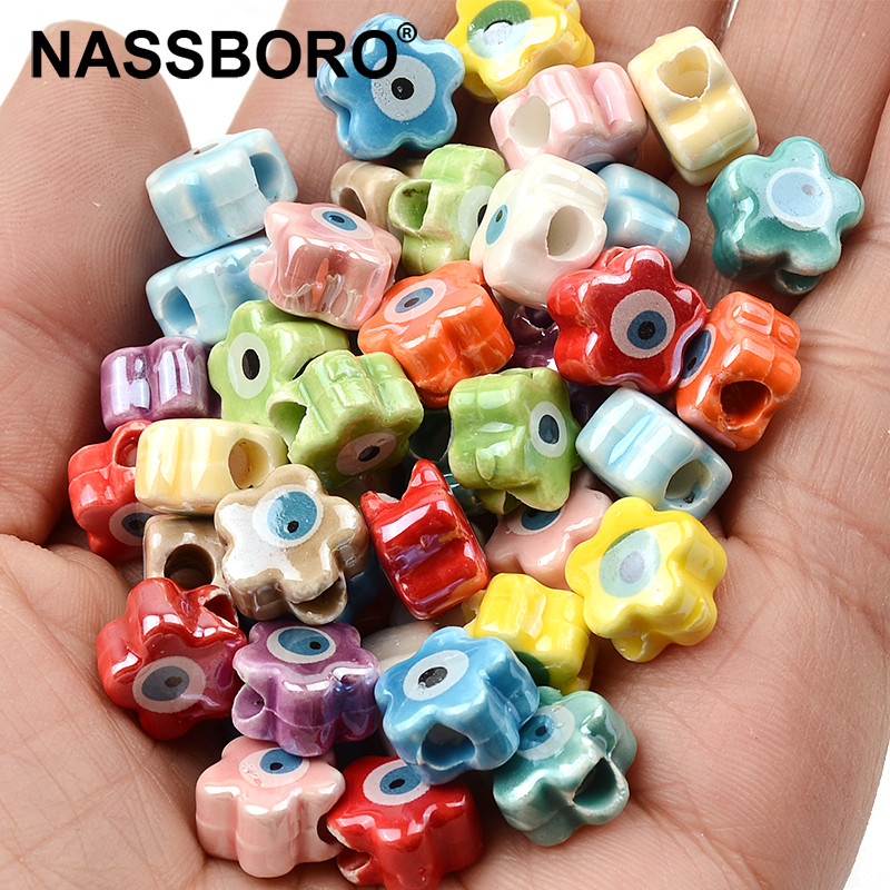 11 MM Perle za oči s dvostrukim licem Cvjetne keramičke perle Evil Spacer Charms Perla za izradu nakita Diy narukvica Abalorios Kralen Crafts