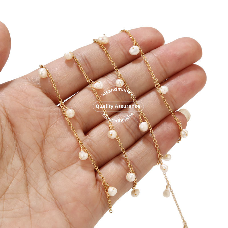 1M rozsdamentes acél édesvízi gyöngylánc Dainty Drop Cable Link láncok barkácsoló esküvői nyaklánchoz