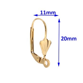 40 бр./лот 304 неръждаема стомана с цвете D Ear Wire Lover Back златен тон Френска кука за обеци за бижута Направете си сам Находки