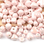 Multi Shape Pink sorozat kínai kerámia gyöngyök négyzet alakú kocka kerek szív alakú laza távtartó porcelán gyöngyök ékszerkészítéshez barkácsolás