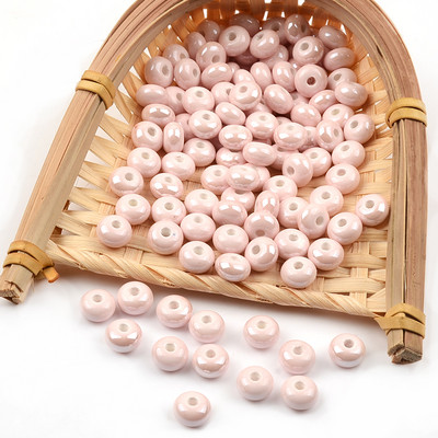 Multi Shape Pink sorozat kínai kerámia gyöngyök négyzet alakú kocka kerek szív alakú laza távtartó porcelán gyöngyök ékszerkészítéshez barkácsolás