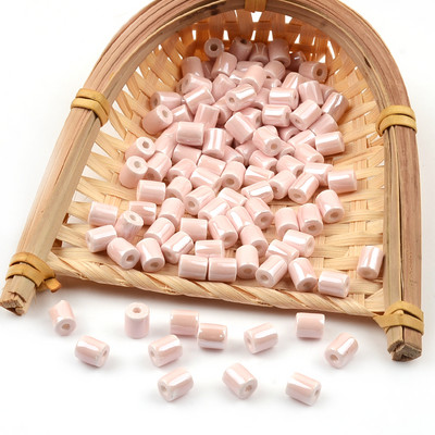 Multi Shape Pink sorozat kínai kerámia gyöngyök négyzet alakú kocka kerek szív alakú laza távtartó porcelán gyöngyök ékszerkészítéshez barkácsolás