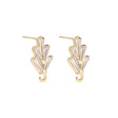 4db CZ burkolt fülbevaló 15x8mm valódi aranyozott sárgaréz fülbevaló zárt hurokkal