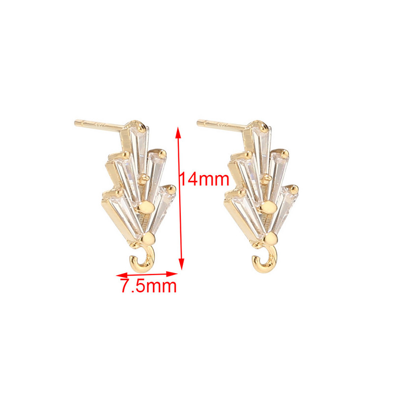 4db CZ burkolt fülbevaló 15x8mm valódi aranyozott sárgaréz fülbevaló zárt hurokkal