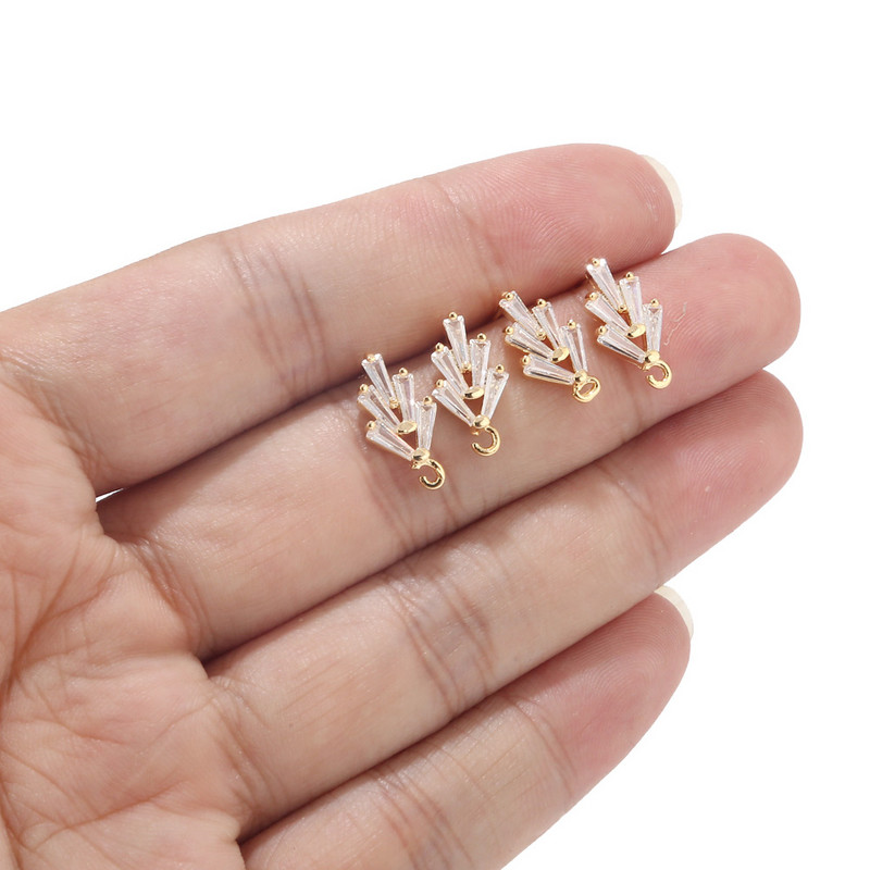 4db CZ burkolt fülbevaló 15x8mm valódi aranyozott sárgaréz fülbevaló zárt hurokkal