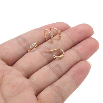 Χονδρική 10 τμχ Επιχρυσωμένο ορείχαλκο CZ Πλακόστρωτο Stud Posts Σκουλαρίκια Γάντζοι για DIY σκουλαρίκια