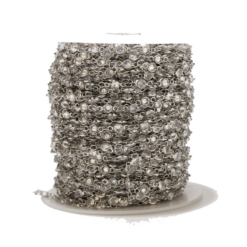 1 metar KC zlatni lanac od sirovog mesinga CZ okvirom 4,5 mm prozirne CZ okrugle perle konektori lančić brojanice za izradu nakita „uradi sam“