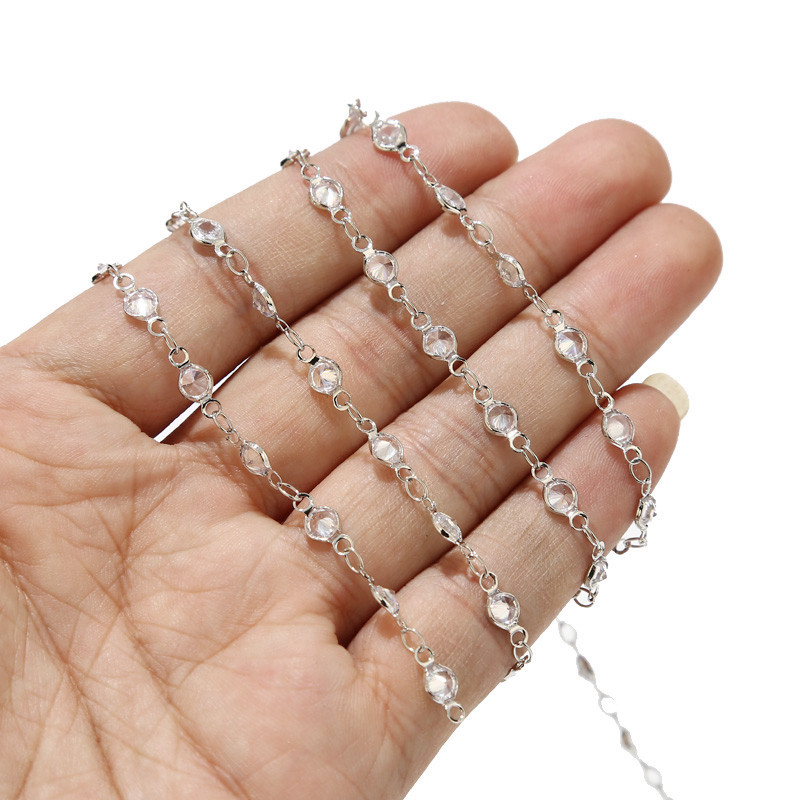 1 metar KC zlatni lanac od sirovog mesinga CZ okvirom 4,5 mm prozirne CZ okrugle perle konektori lančić brojanice za izradu nakita „uradi sam“