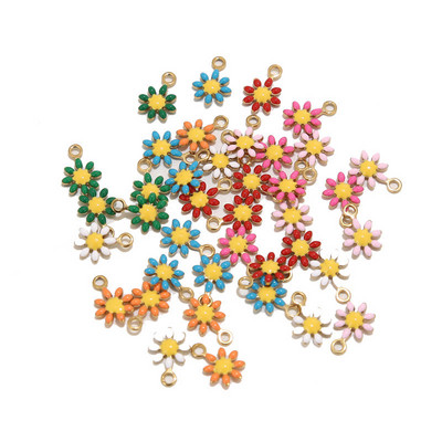 20 komada Zlatni emajl od nehrđajućeg čelika Daisy Charms Perle za narukvice Ogrlice Izrada nalaza Vodootporan