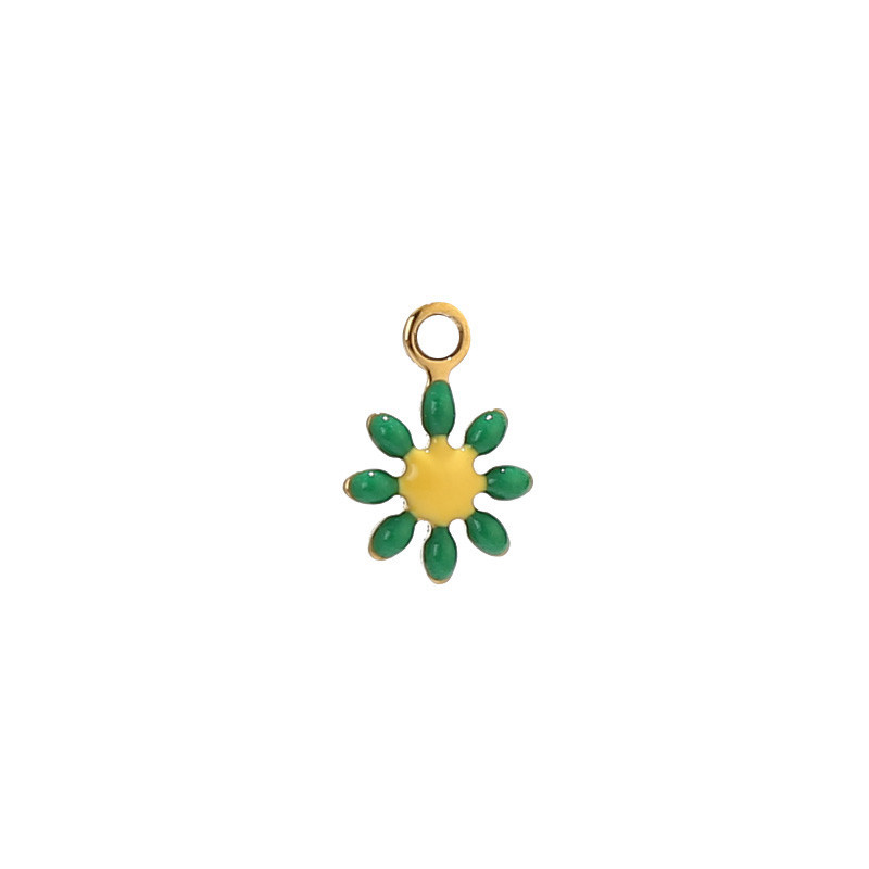 20db Rozsdamentes acél Arany Zománc Daisy Charms Gyöngyök karkötőhöz Nyaklánc Leletek készítése Vízálló