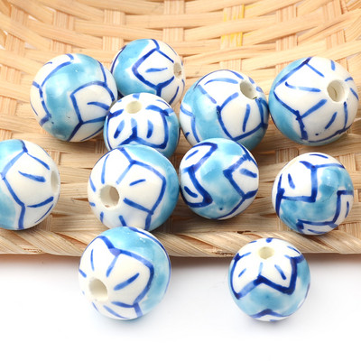 Ar rokām apgleznots skaists raksts 14 mm/16 mm vaļīgas lielas bumbas keramikas krelles porcelāna krelles rotaslietām.