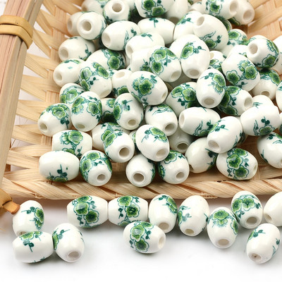 Cvjetni uzorci 8x10 mm Ovalne keramičke perle 2,5 mm Velika rupa Porculanske labave razmaknice Perle za izradu nakita za rukotvorine „uradi sam“