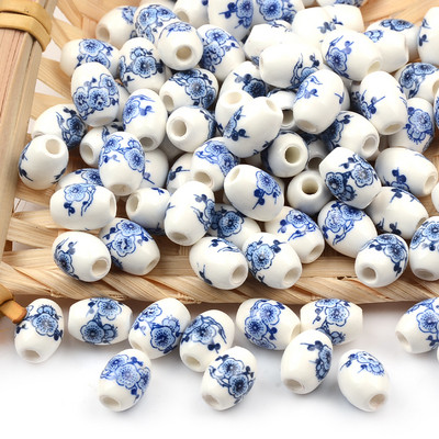 Cvjetni uzorci 8x10 mm Ovalne keramičke perle 2,5 mm Velika rupa Porculanske labave razmaknice Perle za izradu nakita za rukotvorine „uradi sam“