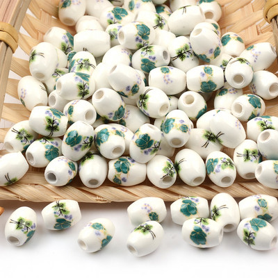 Cvjetni uzorci 8x10 mm Ovalne keramičke perle 2,5 mm Velika rupa Porculanske labave razmaknice Perle za izradu nakita za rukotvorine „uradi sam“