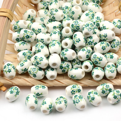 Cvjetni uzorci 8x10 mm Ovalne keramičke perle 2,5 mm Velika rupa Porculanske labave razmaknice Perle za izradu nakita za rukotvorine „uradi sam“