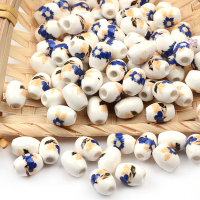 Cvjetni uzorci 8x10 mm Ovalne keramičke perle 2,5 mm Velika rupa Porculanske labave razmaknice Perle za izradu nakita za rukotvorine „uradi sam“