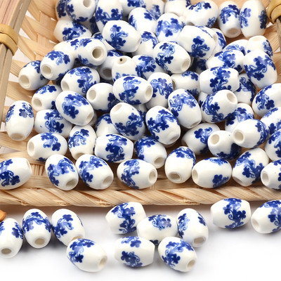 Cvjetni uzorci 8x10 mm Ovalne keramičke perle 2,5 mm Velika rupa Porculanske labave razmaknice Perle za izradu nakita za rukotvorine „uradi sam“