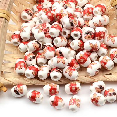 Cvjetni uzorci 8x10 mm Ovalne keramičke perle 2,5 mm Velika rupa Porculanske labave razmaknice Perle za izradu nakita za rukotvorine „uradi sam“