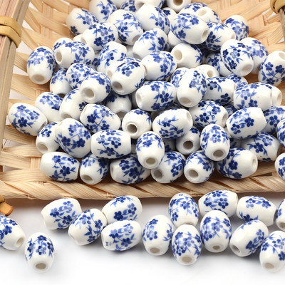 Cvjetni uzorci 8x10 mm Ovalne keramičke perle 2,5 mm Velika rupa Porculanske labave razmaknice Perle za izradu nakita za rukotvorine „uradi sam“