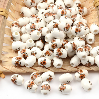 Cvjetni uzorci 8x10 mm Ovalne keramičke perle 2,5 mm Velika rupa Porculanske labave razmaknice Perle za izradu nakita za rukotvorine „uradi sam“